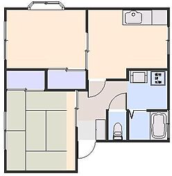 リバーサイドタウン 1階2DKの間取り