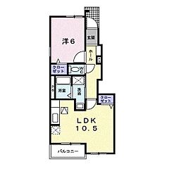 サイネリアB 1LDKの間取図画像