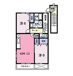 メゾンレスポワールB 2LDKの間取図画像