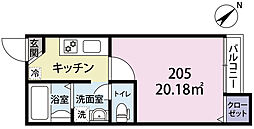 ソラーレ春日部 1Kの間取図画像