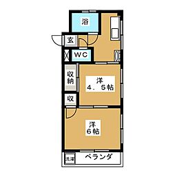 イモトマンション 2階2Kの間取り