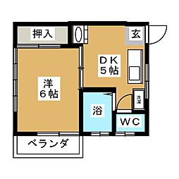 コーポメグミ 2階1DKの間取り