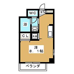 ロゼレーヌ 3階ワンルームの間取り