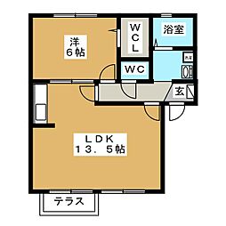 ル・マリアージュ 1階1LDKの間取り