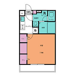 グレイス北松戸II 1階1Kの間取り