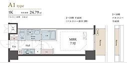 ラグゼナ松戸 1Kの間取図画像