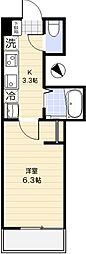 松戸市根本アパート 1Kの間取図画像
