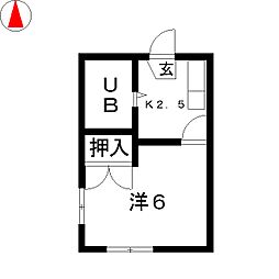 アーバン21 1Kの間取図画像