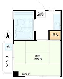 浅利マンション 1Kの間取図画像