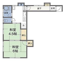 四野宮アパート 2階2Kの間取り