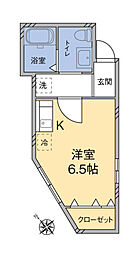 寿ハイツ 2階ワンルームの間取り