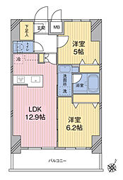 MODIERHATAGAYA 2LDKの間取図画像