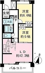 エストライフつつじヶ丘五番館 2LDKの間取図画像