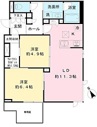 キャステロ蘆花公園 2LDKの間取図画像