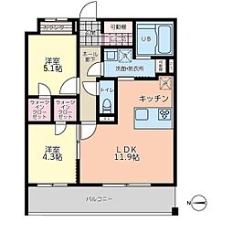 レゴリス成城3 2階2LDKの間取り