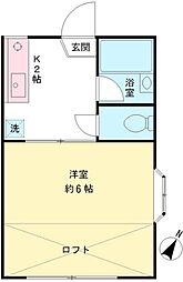 モアハイネス 1Kの間取図画像
