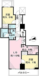 くるるグランタワー府中ラ・アヴェニュー 2LDKの間取図画像
