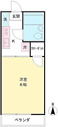 五月女ハイツ 1Kの間取図画像