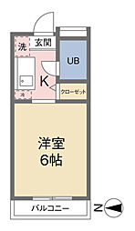 グランドハイツ斉藤A棟 ワンルームの間取図画像