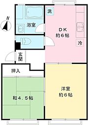 ドミール大沢 1階2DKの間取り