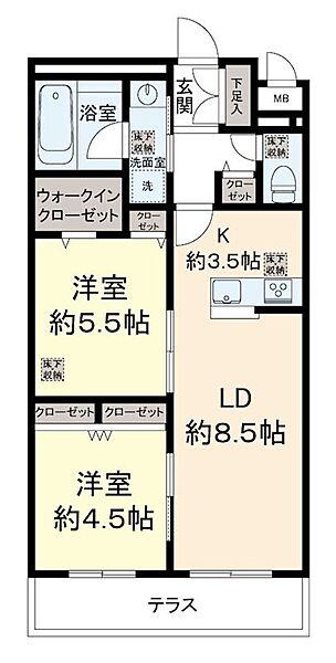 京王ラフィネ橋本テラス 105｜神奈川県相模原市緑区東橋本２丁目(賃貸マンション2LDK・1階・55.11㎡)の写真 その2