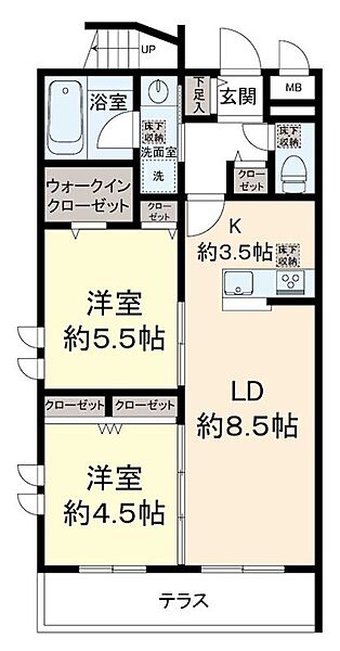 京王ラフィネ橋本テラス 108｜神奈川県相模原市緑区東橋本２丁目(賃貸マンション2LDK・1階・55.02㎡)の写真 その2