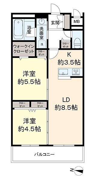 京王ラフィネ橋本テラス 306｜神奈川県相模原市緑区東橋本２丁目(賃貸マンション2LDK・3階・55.11㎡)の写真 その2