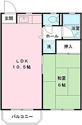 コーポ城西 1LDKの間取図画像