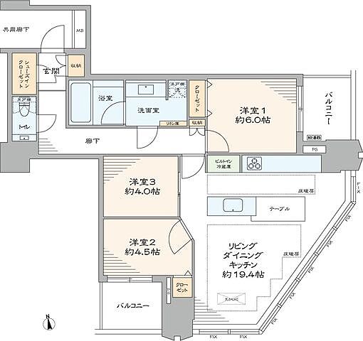 間取り 富久クロスコンフォートタワー 20階/2011