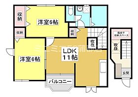 サンプラスII 201 ｜ 愛知県岡崎市福岡町字久後（賃貸アパート2LDK・2階・58.53㎡） その2