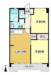 レ・ミレジム 2LDKの間取図画像