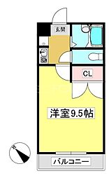 Mh-Arcコクエ 1Kの間取図画像