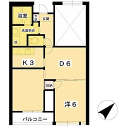 ウイング 1DKの間取図画像