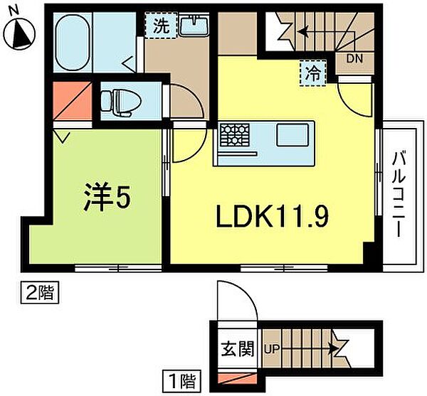 メゾン　ド　スカイ 3｜東京都杉並区松ノ木３丁目(賃貸アパート1LDK・2階・42.04㎡)の写真 その2