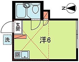 サットンプレイス東高円寺A 2階ワンルームの間取り
