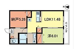 サットンプレイス・セレーナ 2階1SLDKの間取り