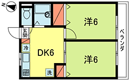 コダマハイツ 2DKの間取図画像