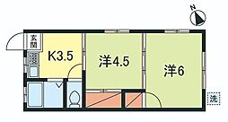 コーポ成田東 2Kの間取図画像