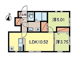 ル・カーサ 2LDKの間取図画像