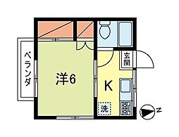 メゾン・ド・ブランB 1Kの間取図画像