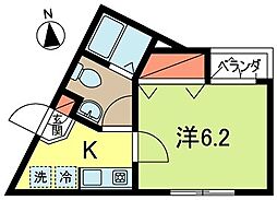 カーサレガロ 1Kの間取図画像