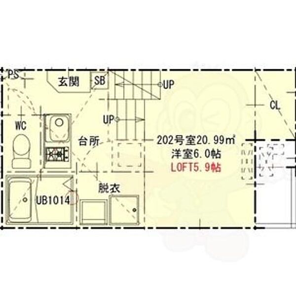 愛知県名古屋市中川区西日置２丁目(賃貸アパート1SK・2階・20.99㎡)の写真 その2