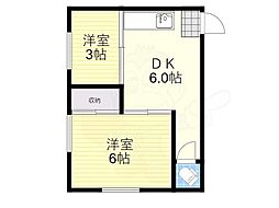 藤塚荘 2DKの間取図画像