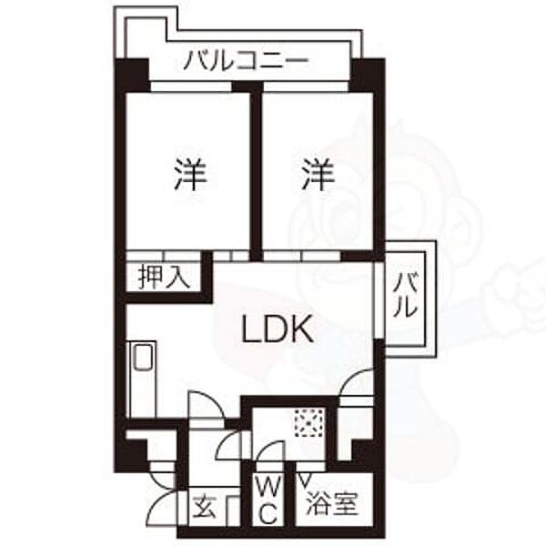 アルル覚王山 ｜愛知県名古屋市千種区観月町１丁目(賃貸マンション2LDK・4階・49.41㎡)の写真 その2