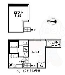 名古屋市営東山線 中村公園駅 徒歩10分の賃貸アパート 1階1Kの間取り