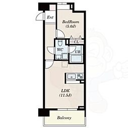 名古屋市営名城線 東別院駅 徒歩3分の賃貸マンション 12階1LDKの間取り