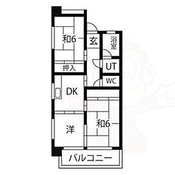 コーポ香流橋 3DKの間取図画像