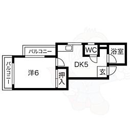 サンシティ南明 1DKの間取図画像