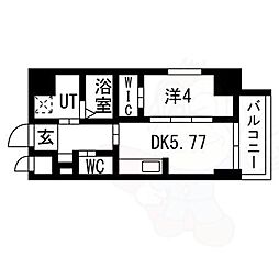 名古屋市営桜通線 名古屋駅 徒歩7分の賃貸マンション 2階1DKの間取り