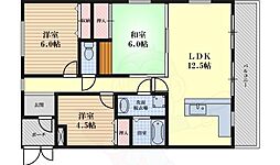 グランドヒルズ供米田1番館 3LDKの間取図画像